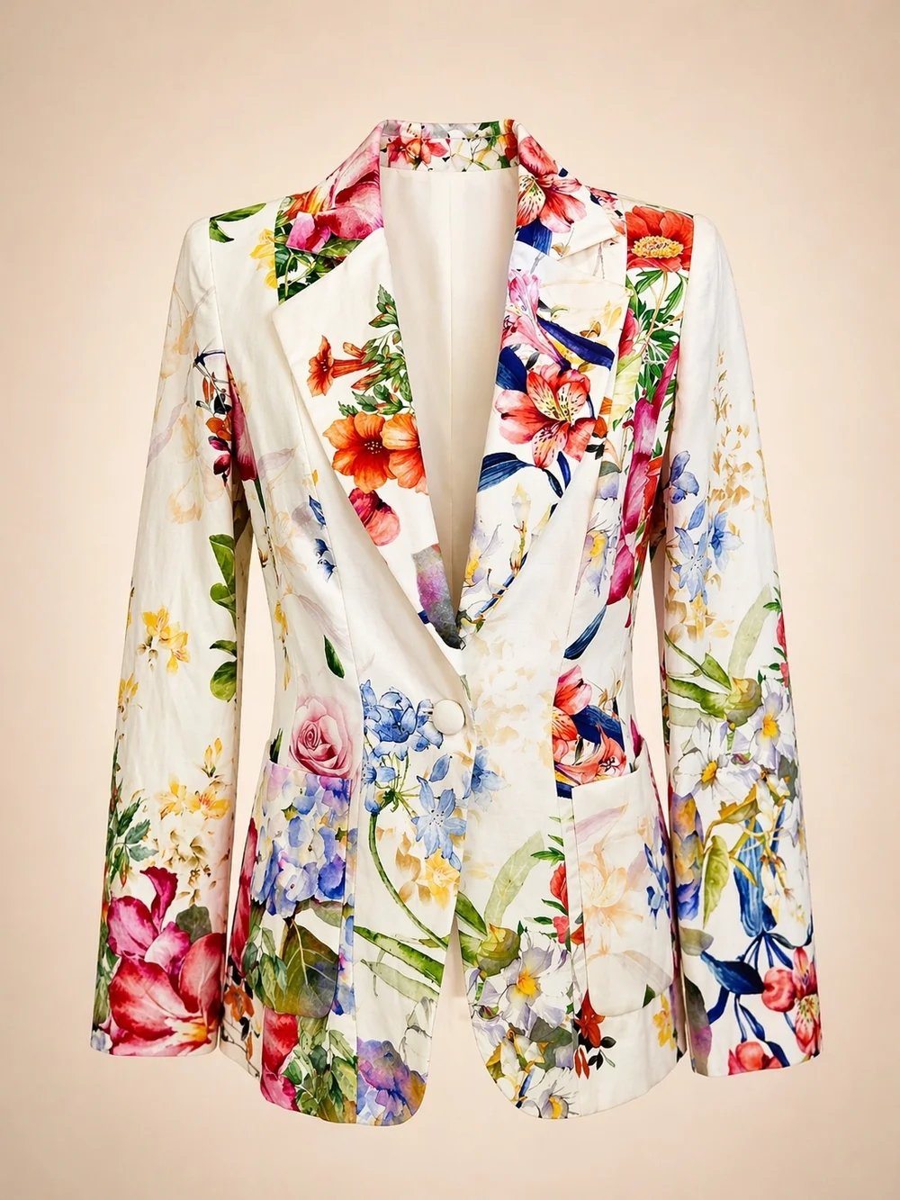 Marciano by Guess Floral Blazer Belted White Multicolor Garden Jacket Women Sz 4 - Picture 8 of 10